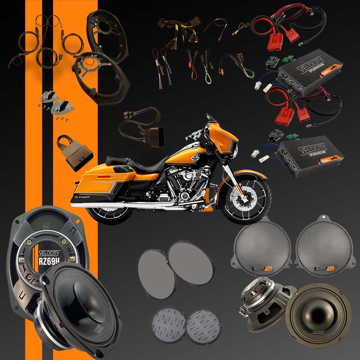 American Hard Bag and Velocity products that go into a 2014-2023 CVO Street Glide