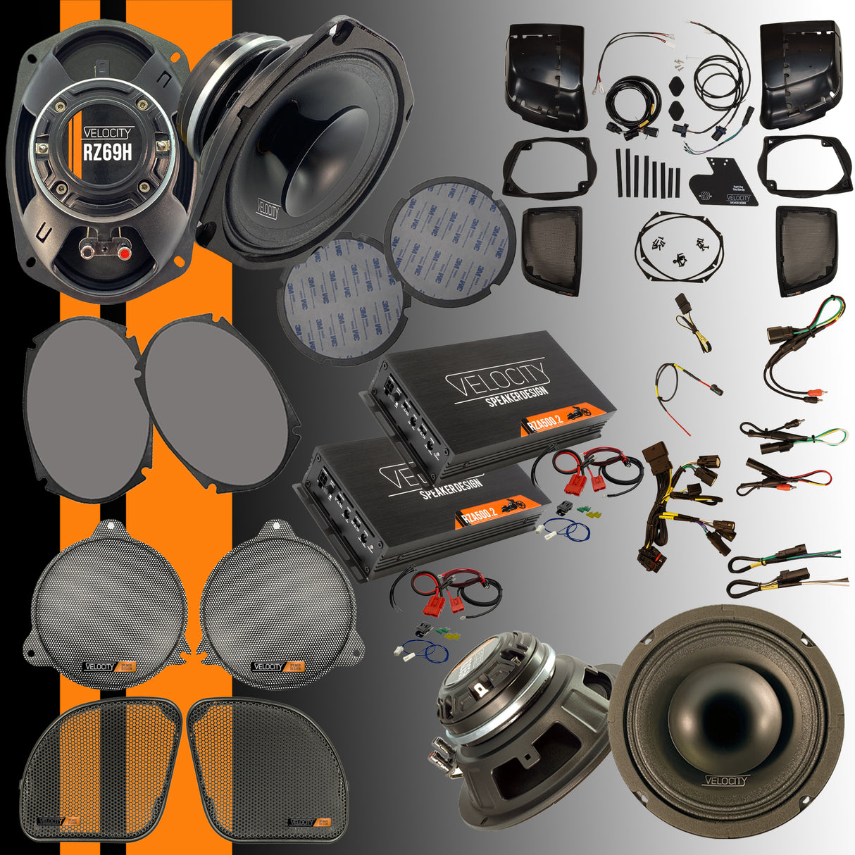 Velocity Full System with Coax Horns and two, 2-channel amps for pure power