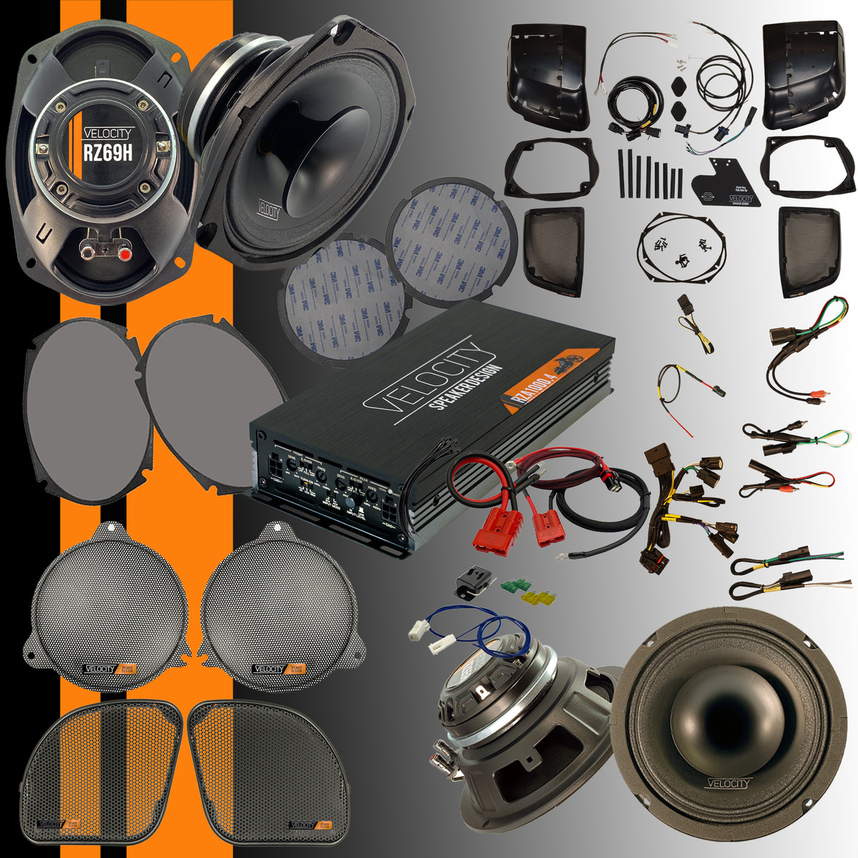 Velocity Horn Full Complete System for 14-23 Street Glide or 15-23 Road Glide FS-14-RGSG-V-4RZH