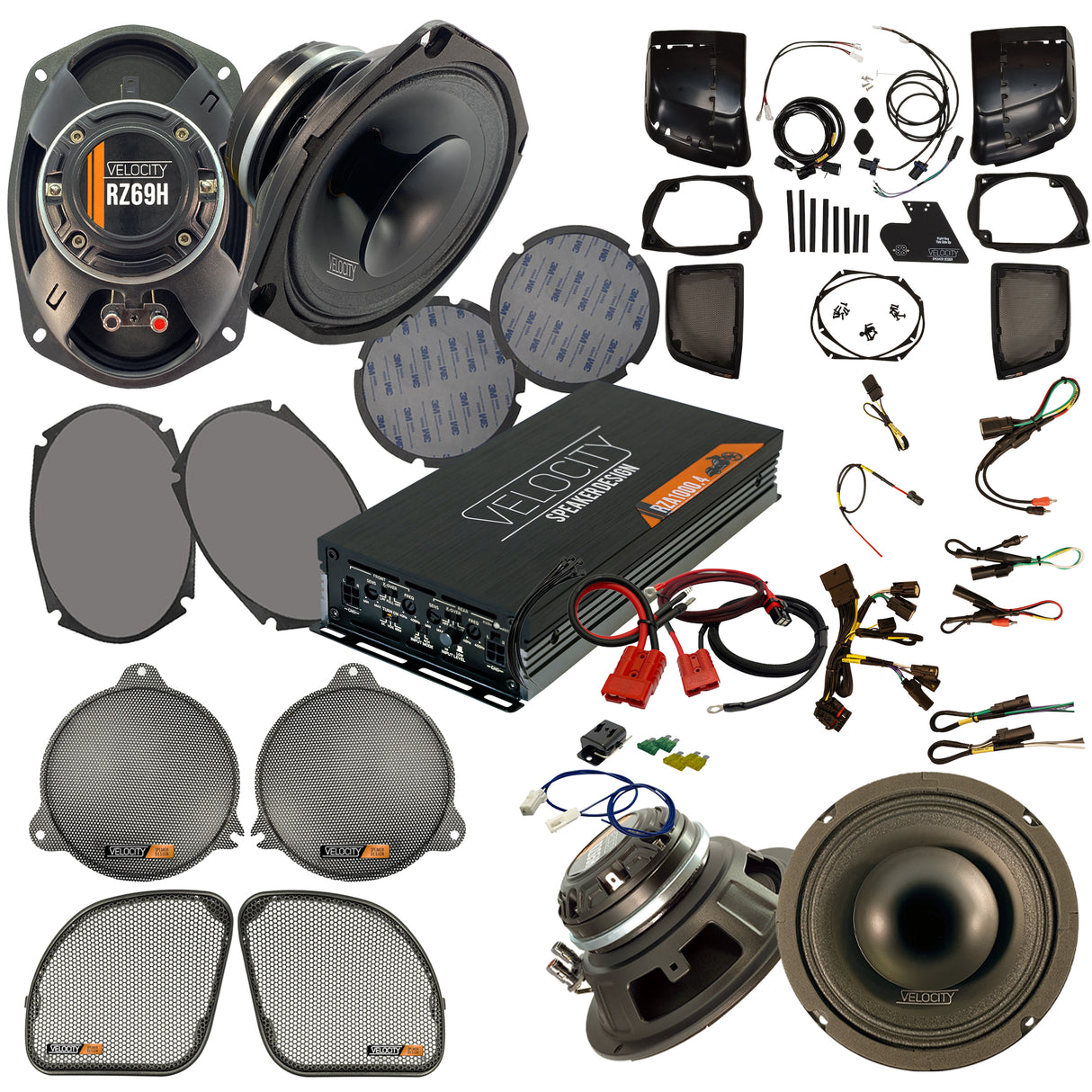 Velocity Horn Full Complete System for 14-23 Street Glide or 15-23 Road Glide FS-14-RGSG-V-4RZH