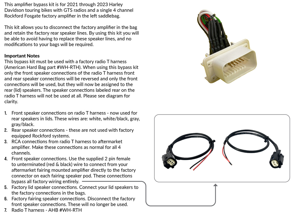 Bypass plug instruction manual for 21-23 HD bagger