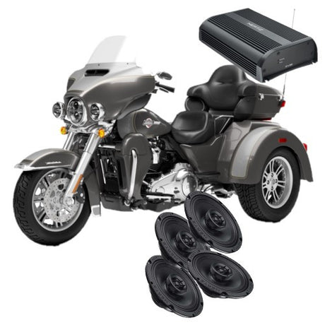 American Hard Bag, Harley motorcycle audio system Kit with speakers, amplifiers and Radio SoundStream Display Compatible with Select 2014+ Road Glide, Street Glide, Ultra & CVO Motorcycles, Harley-Davidson