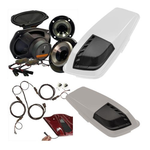 Velocity 6x9 with cut American Hard Bag, Harley motorcycle audio system Kit with speakers, amplifiers and Radio SoundStream Display Compatible with Select 2014+ Road Glide, Street Glide, Ultra & CVO Motorcycles, Harley-Davidson