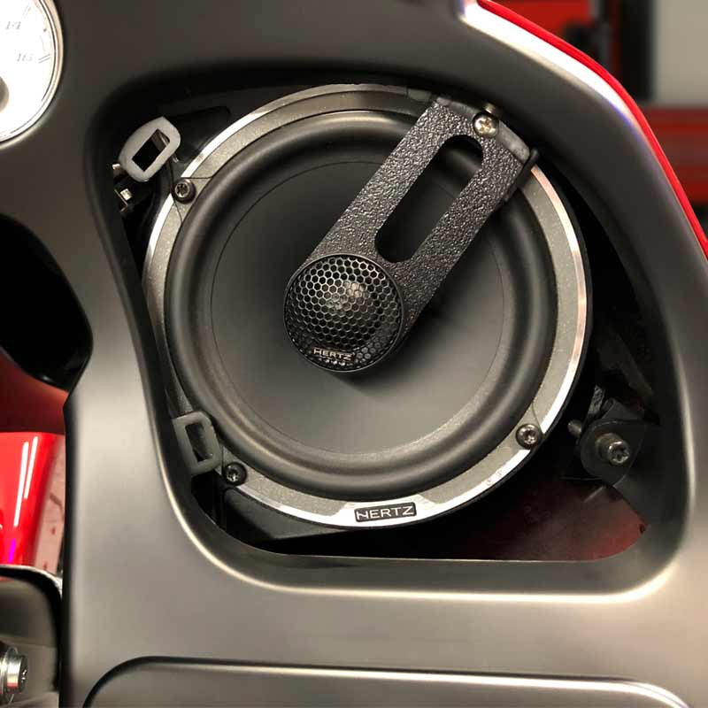 hertz mpk 165 3 tweeter bracket for harley road glide 2015 American Hard Bag, Harley motorcycle audio system Kit with speakers, amplifiers and Radio SoundStream Display Compatible with Select 2014+ Road Glide, Street Glide, Ultra & CVO Motorcycles, Harley-Davidson