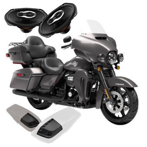 ultra 4x9 Hertz American Hard Bag, Harley motorcycle audio system Kit with speakers, amplifiers and Radio SoundStream Display Compatible with Select 2014+ Road Glide, Street Glide, Ultra & CVO Motorcycles, Harley-Davidson