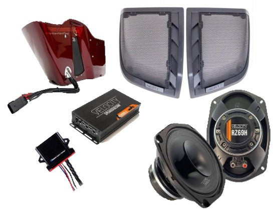 Road King package American Hard Bag, Harley motorcycle audio system Kit with speakers, amplifiers and Radio SoundStream Display Compatible with Select 2014+ Road Glide, Street Glide, Ultra & CVO Motorcycles, Harley-Davidson