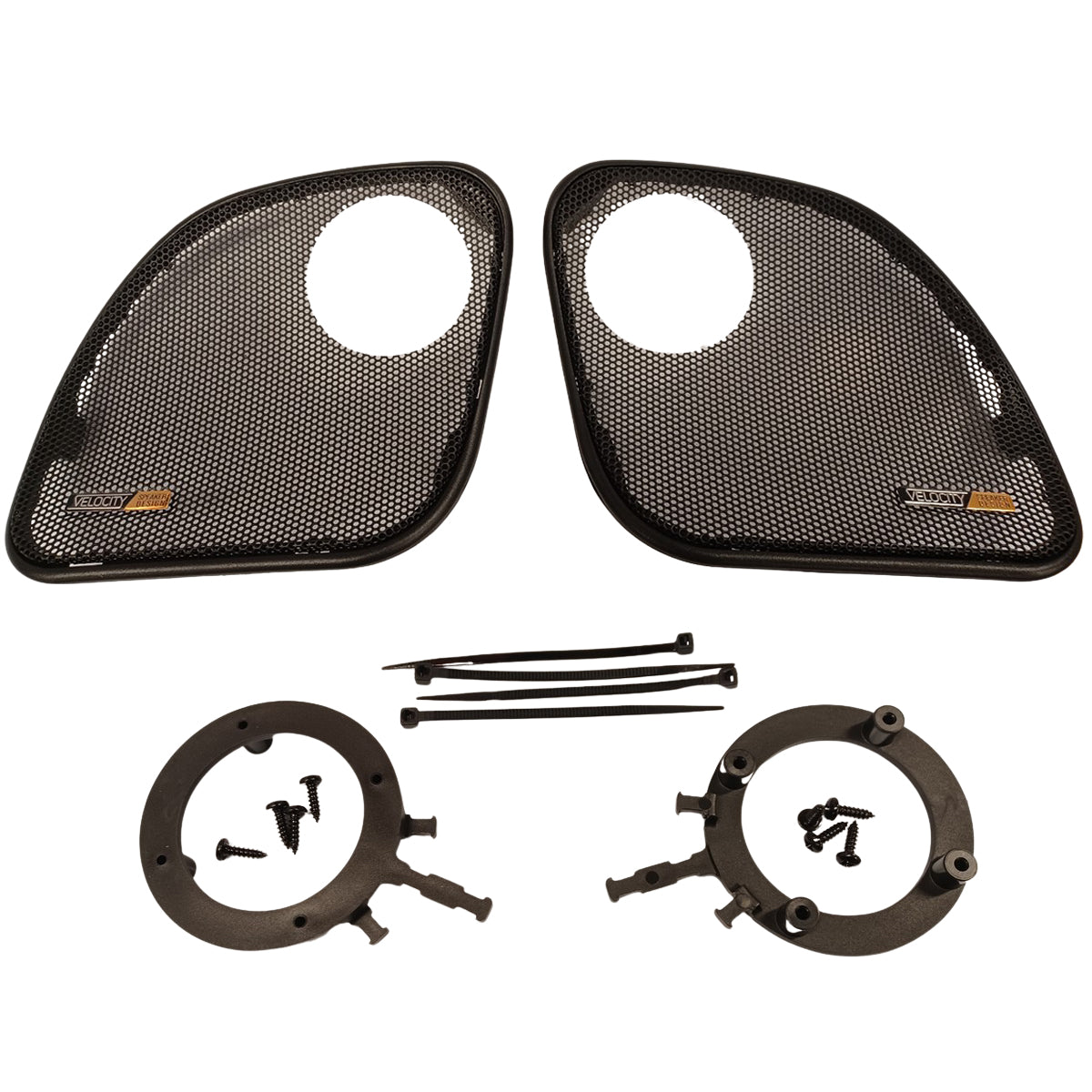 Set of black mesh grills with tweeter provision and mounting for 15-23 RG Harley