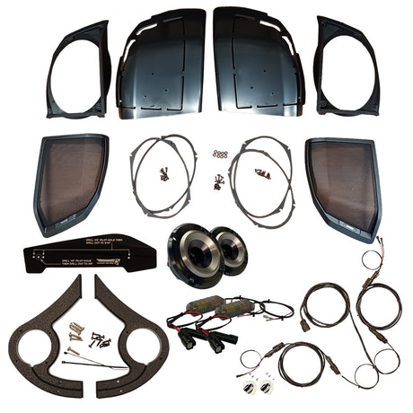 American Hard Bag cut kit with harness, tweeter bridge and tweeters.