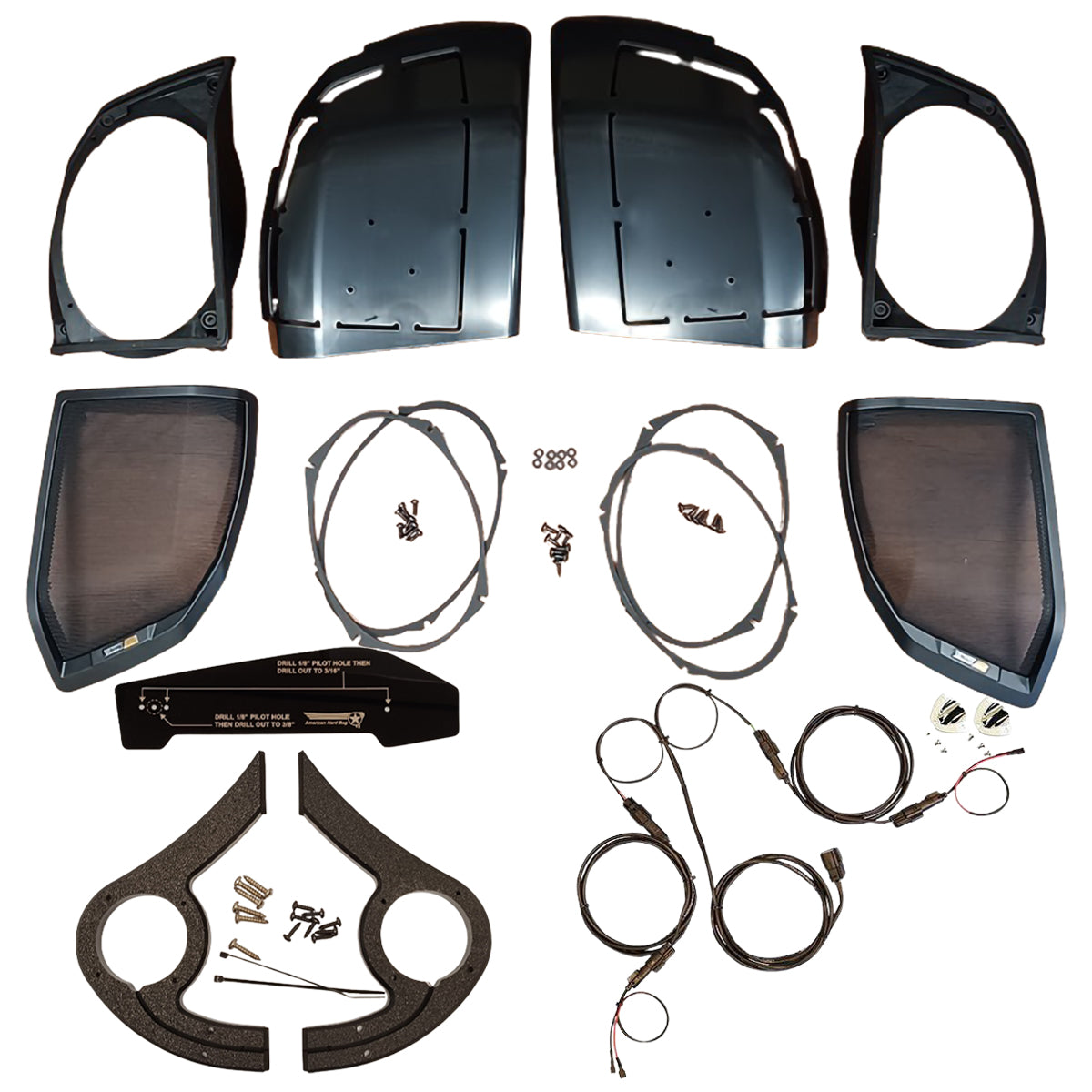 cut-in kit for 2024 harley bagger with tweeter mounts and backbone harness.