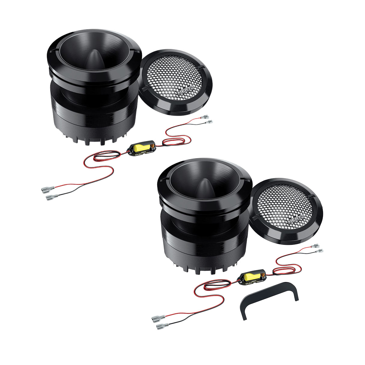 Hertz ST35K NEO Horn Tweeter set with Crossovers & Grills for Harley