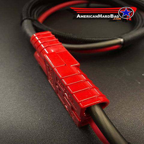 close up of anderson power connector used on 8-ga harness for amp in bag harness kit.