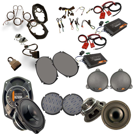 Collection of Velocity and American Hard Bag products for a speaker/amp package for 14-23 CVO Street Glides