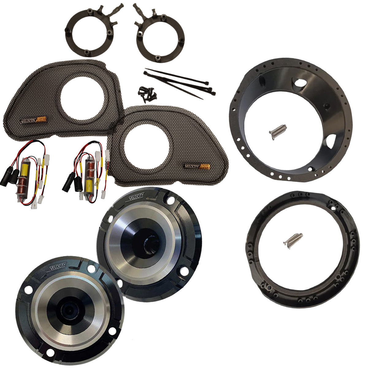 98-13 Road Glide Grills with horns and adapters for installation