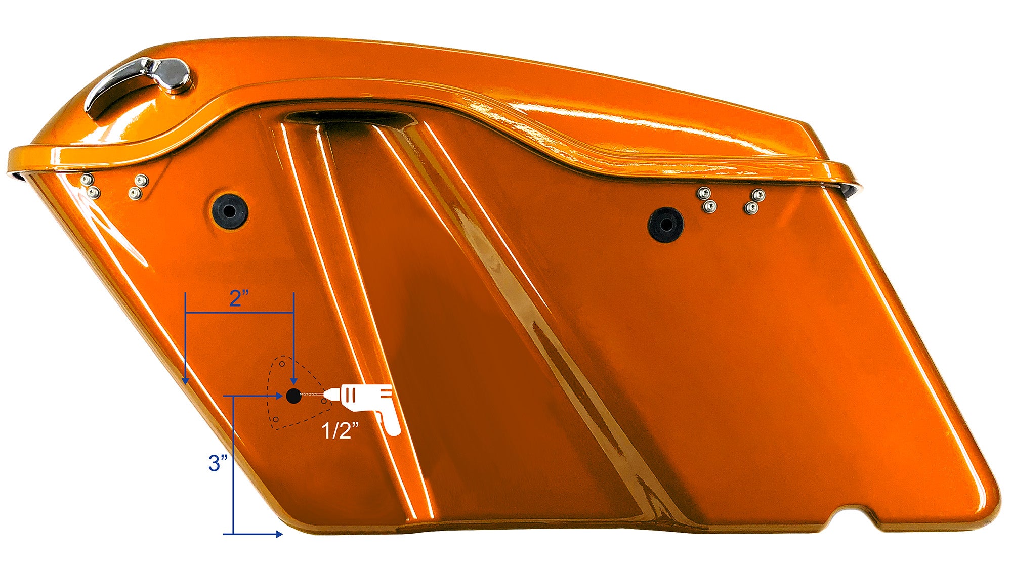 Harley saddlebag wire entry drilling location