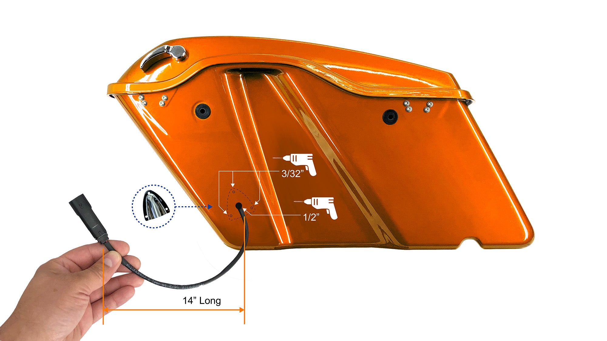 Chrome saddlebag wire cap installation