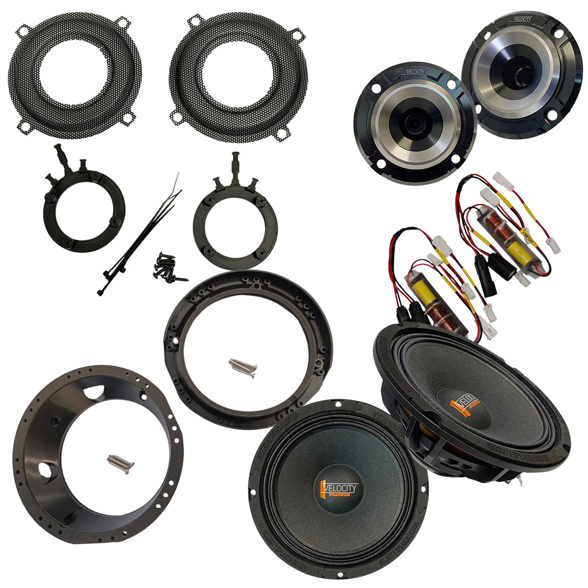 Parts list of Velocity Overdrive speakers for 98-13 Street Glide fairing 