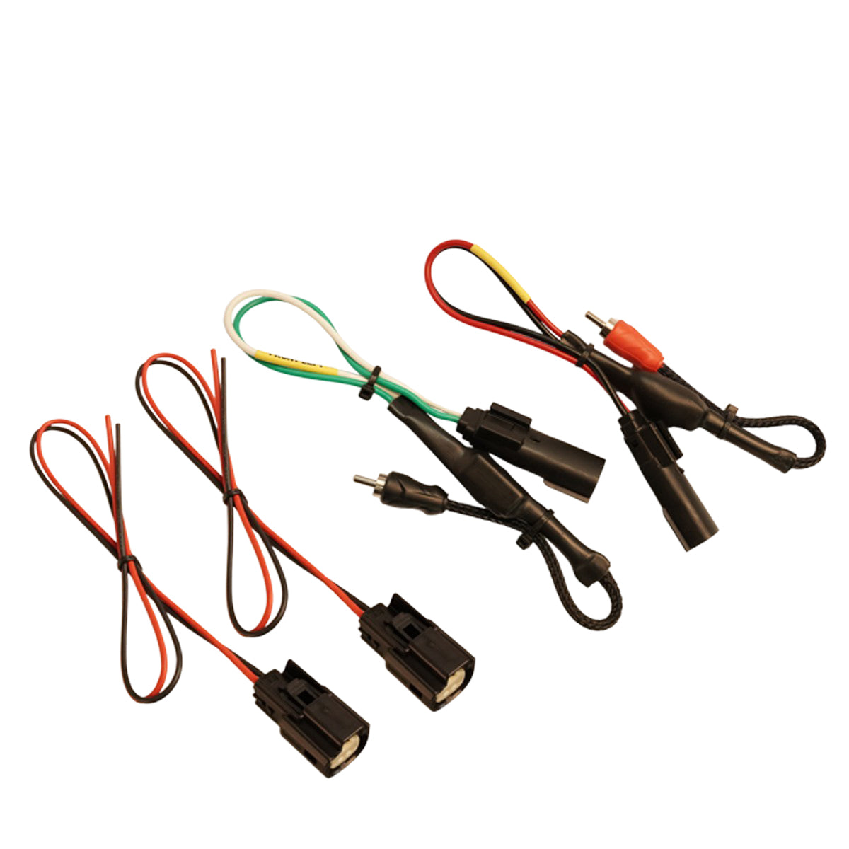 Front plug and play harness to connect fairing speakers and factory radio to an aftermarket amplifier in 14-up SG and RG