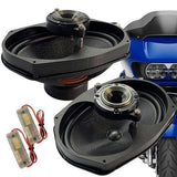 "Velocity Overdrive 6x9 with compression horn and mount for high performance sound on HD touring baggers"