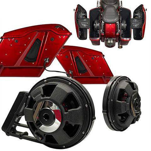 Velocity Harley 10" Subwoofer & Custom Saddlebag Installation Kit Harley Speakers Motorcycle Audio System