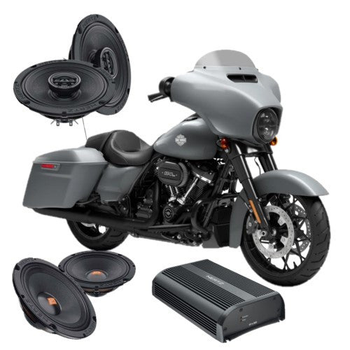 American Hard Bag, Harley motorcycle audio system Kit with speakers, amplifiers and Radio SoundStream Display Compatible with Select 2014+ Road Glide, Street Glide, Ultra & CVO Motorcycles, Harley-Davidson 