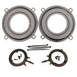 Set of speaker grilles and mounting hardware on a white background and tweeter provision for 98-13 street glide