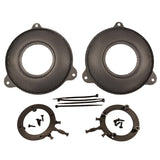 Set of car audio speaker grilles and mounting hardware on a white background with tweeter provisions for 14-23 street glides