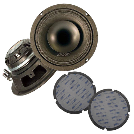 Speaker with Velocity branding and two adhesive acoustically transparent skins